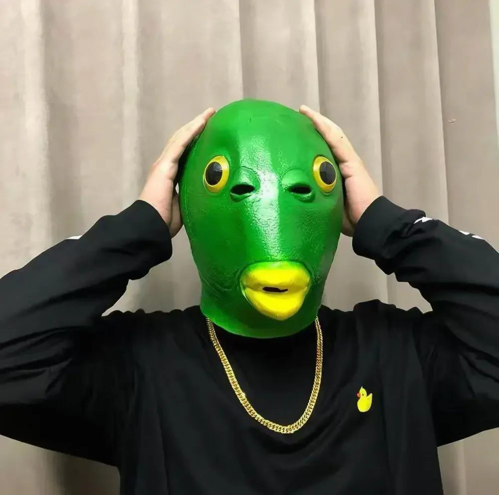 Full Face Green Fish Mask Funny Cosplay Carnival Party Costume Headgear